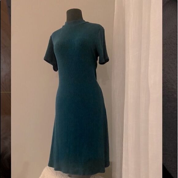 Velvet Torch Ribbed Mock Neck Short Sleeve Dress - Picture 2 of 10